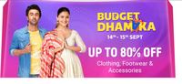 Flipkart Fashion Budget Dhamaka Sale 14th -15th Sep - Up to 80% Off + Combo Offer + Paytm Cashback