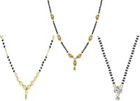 Sukkhi Sparkling Gold Plated Wedding Jewellery Cz Solitaire Mangalsutra Combo For Women 