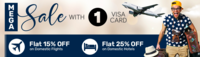 Flat 15% off on domestic flights and 25% off on domestic hotels on Yatra for Visa OneCard users (Friday to Tuesday)