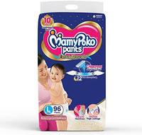 MamyPoko Pants Extra Absorb Baby Diapers Monthly Pack, Large (9 - 14 kg) 96 Count