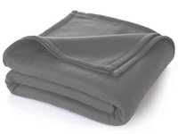 (LOWEST) RICHLINEN RK Textiles Plain Polar Fleece Double Bed Blanket Warm Soft & Comfortable for Winter /AC Room/ Hotel/ Donation / Travelling (Grey/ L*B( 90*90 ) INCH )