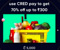 Flat 70% up to 300 in Dunzo using 5000 Cred coins 