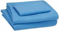 AmazonBasics Kid's Sheet Set - Soft, Easy-Wash Microfiber - Single, Azure Blue - with pillow cover,Solid