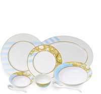 Bergner Pack of 45 Bone China Fuse Blue Dinner Set