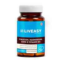 Liveasy Wellness Calcium, Magnesium, Vitamin D3 & Zinc - Bones & Dental Health - Bottle Of 60 Tablets at 45% discount for Rs.329.45 on PharmEasy 