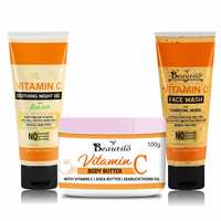 Beautilo Skin Care Pack from Day to Night (Vitamin C Face Wash with charcoal Beads, Vitamin C Body Butter & Vitamin C Soothing night gel), 300 g (Pack of 3)