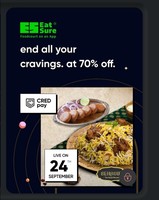 Get 70% discount on Eat Sure on 24th Sep
