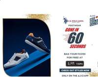 Live at 6PM - Ajio Gone in 60 Second Sale on US Polo Assn Footwear (Valid on App)