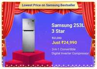 UPCOMING | SAMSUNG 253 L Frost Free Double Door 3 Star Convertible Refrigerator (Elegant Inox, RT28T3743S8/HL) + 10% Off on Axis/ICICI Cards / Assured Paytm Cashback | 3-10 Oct