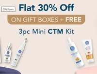 Flat 30% off on Gift Boxes + Free 3 Pcs Mini CTM Kit [Facewash , Toner & Cream] + 15% Extra Discount