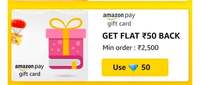 Amazon Gift Card : Use 50 Diamond Get Flat 50 Cashback on Amazon Pay Gift Card purchase
