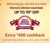 Home & Kitchen Products Upto 80% off + Extra 400 Cashback on Purchase of 4000  + 10% HDFC Bank Instant Discount