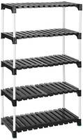 Amazon Brand - Solimo Multipurpose Rack for Shoes and Clothes, 5 Racks, Black