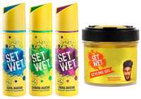 Set Wet Deodorant Spray Perfume, 150ml (Pack of 3) And Set Wet Hair Gel Ultimate Hold, 250ml