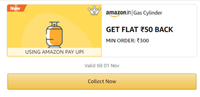 Flat 50 Cashback On Gas Clyinder Min Order 300 Using Amazon UPI