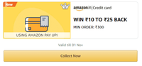 Win 10 - 25 Cashback On Credit card Bill Payment Using Amazon UPI | Min Order 300