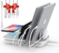 SooPii Premium 60W 5-Port Charging Station with 10W Wireless Charging Pad, 1 USB-C Port with 18W Power Delivery compatible