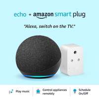 Echo (4th Gen, Black) bundle with Amazon 6A Smart Plug - Easy Set-Up