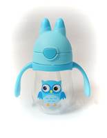 Feathers Collection Baby Sipper Water Bottle Wise Owl Soft Spout for Infant and Toddler with Anti-Spill Sippy Straw Cup 250+ ml, Plastic BPA Free, Blue (Pack of 1)