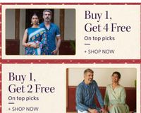  Buy 1 Get 4 Free Till 1 AM [5 Items @1 Mrp Top Brands American Tourister , Pepe Jeans Ucb , Campus Sutra & More Top Brands] 