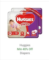 Crazy Deal - Min 40% off on Huggies Diaper + Additional 100rs off Coupon