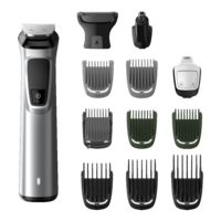 Philips Multigroom Series 7000 Self-sharpening Steel Blades Cordless 13-in-1 Body Grooming Kit (MG7715/15, Silver)