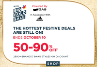 Today's Top Deals on Ajio Big Bold Sale : Flat 85% off, Reliance Trends, Fila, Fossil, and more (6th Oct)