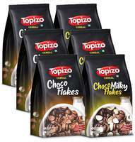 Topizo Cereal Choco Flakes & Choco Milky Flakes (Wholegrain High Fibre Wheat Chocos) Pack of 6, 1.2kg

