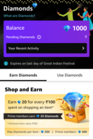 What are the Diamonds Points and How to earn and use them during Amazon Great Indian Festival Sale?