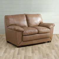 Home Centre Leather, Pine Wood Da Vinchi Two Seater Sofa- Brown
