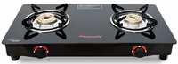 Butterfly Smart Glass Top 2 Burner Open Gas Stove (Black)