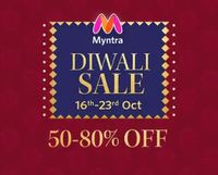 Myntra Diwali Sale 16-23th Oct  Upto 80% off + 10% Instant discount with AXIS/CITI Bank