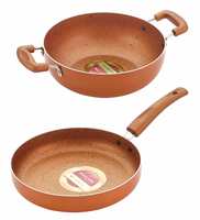 Nirlon Ultimate Induction Base Non Stick Aluminium 2 Piece Cooking Set {1 Fry Pan 24cm - 1.5 Liter|1 Kadai 24cm - 3 Liter}