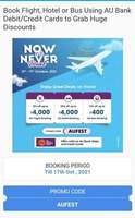 Attractive discounts on no minimum bookings of flights, hotels and bus tickets on EaseMyTrip for AU Bank Credit and Debit card users (13th to 17th Oct)