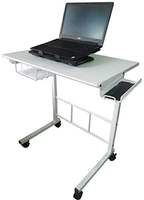 Swan Multi-Functional Heavy-Duty Laptop/Study/Computer Table for Home, Office etc. with Adjustable Height, Cable Hole, Lockable Wheels & Free Mobile Tray (White)(DIY)