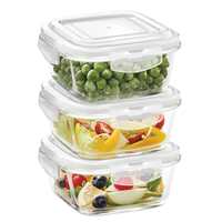 Borosil Glass KLIP-N-STORE 320ml Container(Clear) - Pack of 3