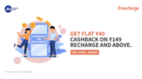 Get flat 40 cashback on Rs.149/- Jio recharge and above  