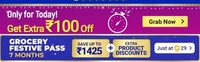100 off on 1400 Flipkart grocery (working)