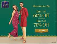 Myntra Flash Deal - Buy 1 at 60% off and Buy 2 at 70% off ( 5 - 7PM)