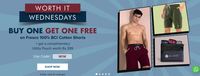 Almo - Worth It Wednesdays: Free Pouch Worth Rs.299 & Buy One Get One on Fresco 100% BCI Cotton Shorts (Till midnight)
