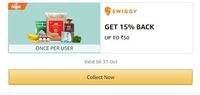 Amazon Pay Swiggy Instamart GET 15% BACK UP TO ₹50