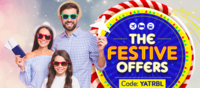 Yatra Festive Offers - Flat 799 off per person on dom flights, 12% off on intl flights, 15% off on dom hotels and on bus tickets for RBL Bank Credit and Debit card users.