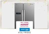 Voltas Beko 472L Inverter Frost Free Side by Side Refrigerator (Inox, RSB495XPE)
