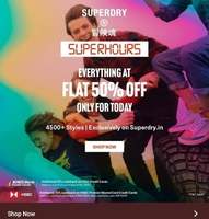 Superdry Superhours Everything at Flat 50% + extra 10% cashback on ICICI credit Card & HSBC premier mastercard credit card