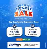 Mega Travel Sale : Upto 20% off with RUPAY Credit & Prepaid Cards
