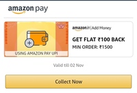 10% back upto 100 on electricity bill payment from Amazon pay balance + extra 100 cashback on 1500 add money 