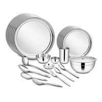 Shri and Sam Stainless Steel Dinner Set, 68-Pieces, Silver