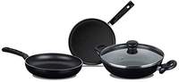 [4 offers]Nirlep by Bajaj Electricals Sakhi Induction-Base Non-Stick Cookware Set with Lid ( 3-Piece, Black)
