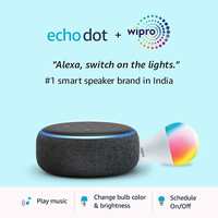 Echo Dot (Black) Combo with Wipro 12W Smart Color Bulb - Smart Home Starter Kit