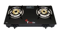 (LOWEST) Thermador 8mm Toughened ISI Certified 2 Brass Burner Glass Top Gas Stove (LPG Use Only, Auto Ignition, Black)
